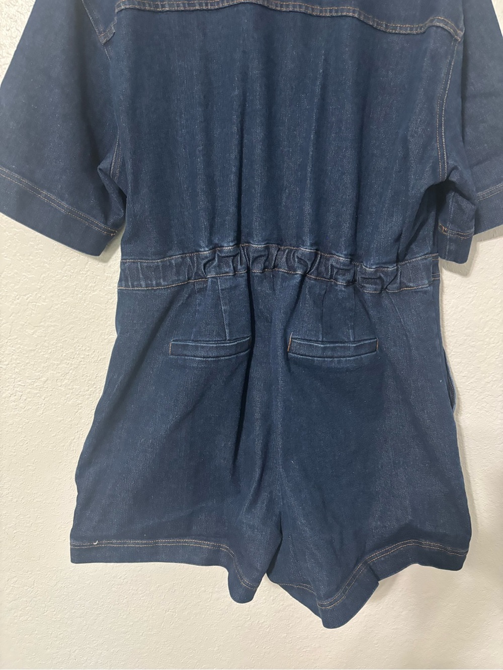 Plus Denim Utility Romper in Dark Blue - Picture 12 of 12